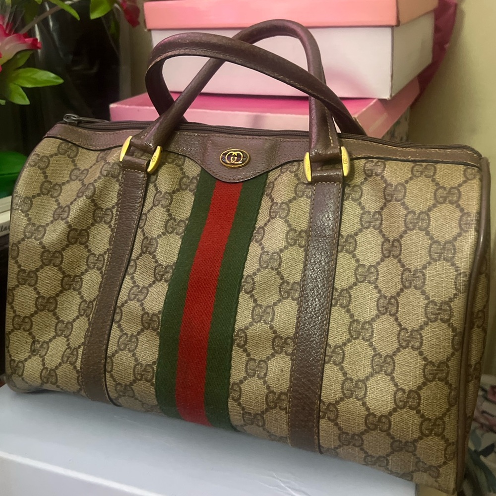 Authentic Gucci Boston Monogram Bag GG Supreme Canvas (vintage)
